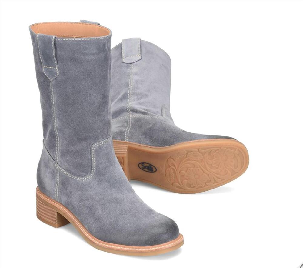 NEW SOFFT women's tabitha slip on boots in washed indigo